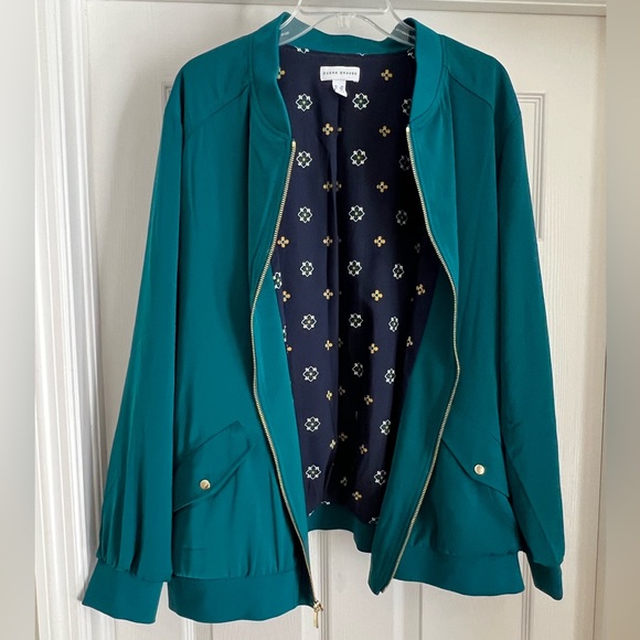Susan Graver Full Zip Bomber Style Emerald Green Jacket - Picture 5 of 7